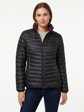 Spyder Quilted Down Puffer Jacket Pink Lining Black M
